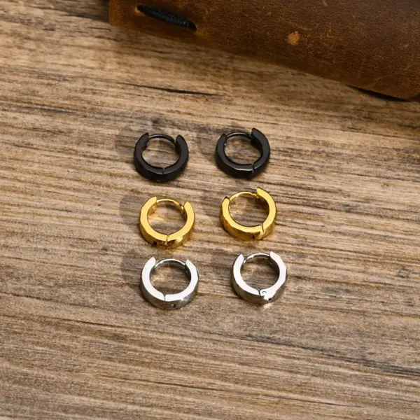 Wholesale PVD Coated Real Gold Plated Solid Color 304 Stainless Steel Casual Classic Style Waterproof Non Tarnish Hoop Earrings