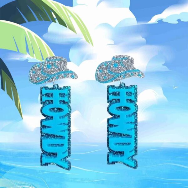 Wholesale Cross-border creative Western denim tribe acrylic HOWDY earrings female punk style hat earrings