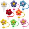 Wholesale Colorful Flower Series Straw Caps Creative DIY Straw Stoppers Reusable Straw Decorative Straw Covers