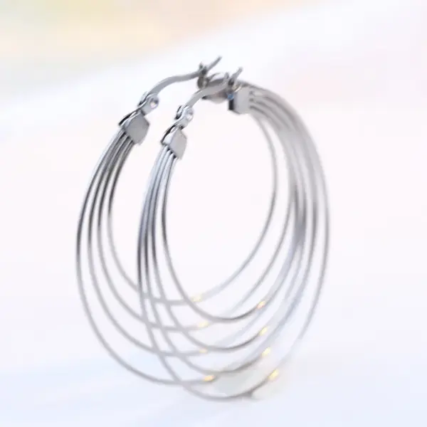 Wholesale Lady Round Titanium Steel Plating Earrings 1 Pair