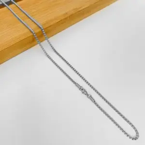 1.2mm Steel Color Square Pearl Chain / 55 5cm Extension Chain