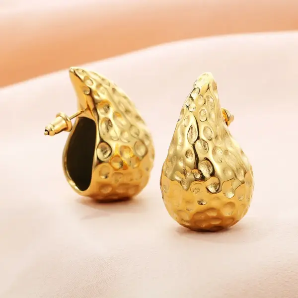 304 Stainless Steel Solid Color PVD Coated 18K Real Gold Plated Basic Waterproof Non Tarnish Ear Studs
