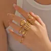 Wholesale PVD Coated 18K Gold Plated Round Eye 304 Stainless Steel Simple Style Classic Style Waterproof Non Tarnish Rings