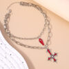 oly-0b982dbf766a9049adaa00f8626b6cfc Wholesale European and American Cross-border Explosions Gothic Wind Oil op Coin Cross Necklace suit Personality All-match Clavicle Chain Jewelry