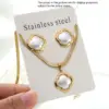 Water Plated Imitation Gold White Heart/Geometric/Butterfly Shaped Jewelry Set 304 Stainless Steel Three-Dimensional Snake Chain