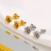 Wholesale 304 Stainless Steel Rose Flower PVD Coated 18K Gold Real Gold Plated French Style IG Style Waterproof Non Tarnish Gold Silver Ear Studs