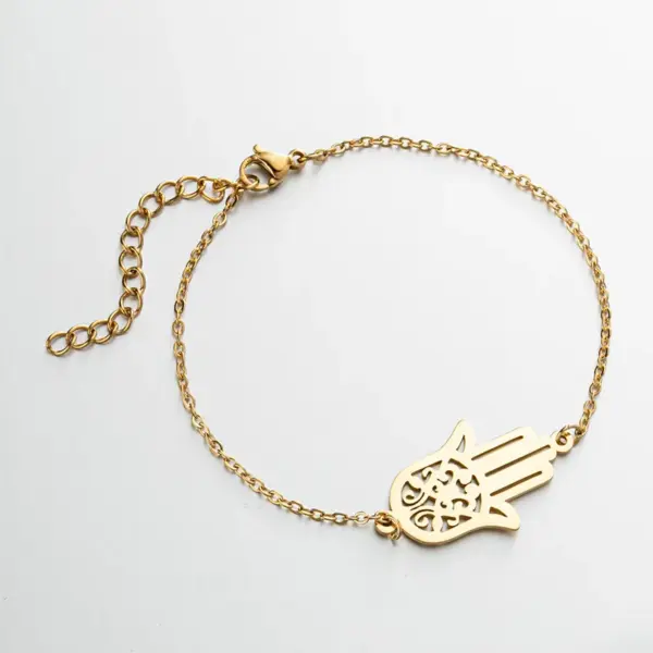 PVD Coated 18K Gold Real Gold Plated Palm Heart Shape 201 Stainless Steel Fashion Waterproof Non Tarnish 201 Stainless Steel Bracelets