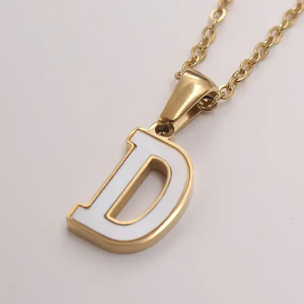 Wholesale Jewelry Simple Style Commute Letter 304 Stainless Steel Shell Gold Plated Plating Inlay Pendant Necklace