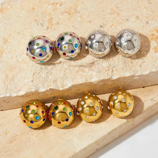 Wholesale PVD Coated Real Gold Plated 16K Gold White Gold Plated Gold Plating Geometric 304 Stainless Steel Simple Style Classic Style Waterproof Non Tarnish Ear Studs