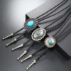 Wholesale Turquoise Flower Alloy Oil Dropping PU Polo Collar Necklace Long