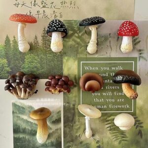 Wholesale Simulation Yunnan Mushroom Mushroom Mushroom Refrigerator Sticker Magnetic Adsorption Decoration Sticker Creative Home Decorations Magnetic Stereo Stereo