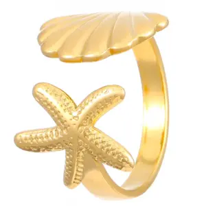 66 18k real gold starfish shell 3691