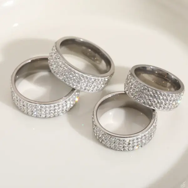 Wholesale Jewelry Casual Basic Simple Style Geometric 304 Stainless Steel Zircon 18K Gold Plated Plating Inlay Rings