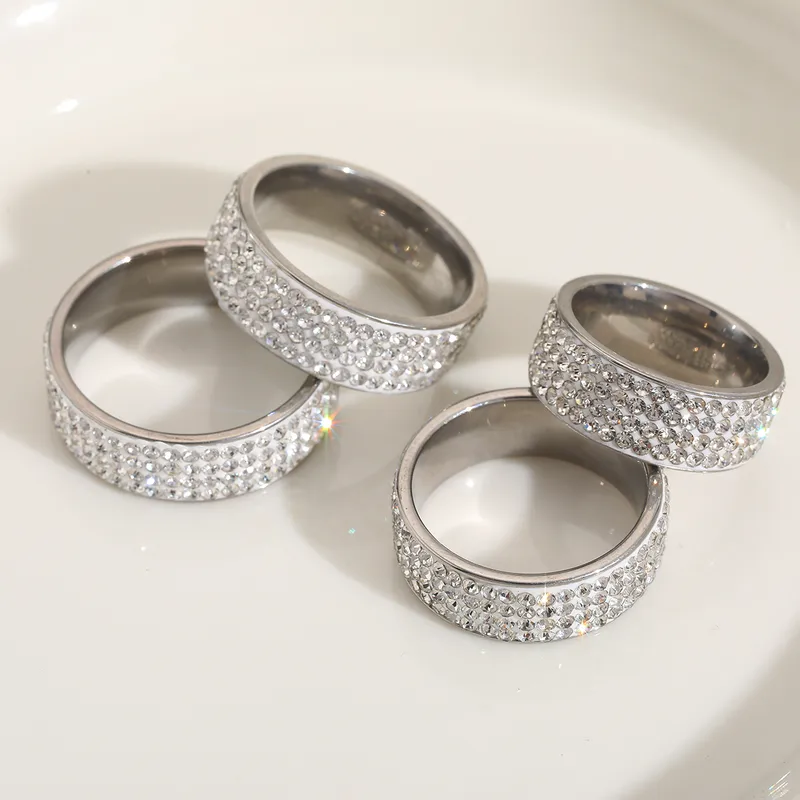 Wholesale Jewelry Casual Basic Simple Style Geometric 304 Stainless Steel Zircon 18K Gold Plated Plating Inlay Rings