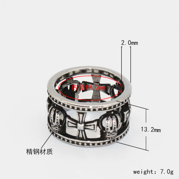 oly-0bc468baa1752311dc68b62cf14a8f8a Wholesale European and American classic retro crown cross ring two-color titanium steel ring simple niche cross-border e-commerce manufacturers