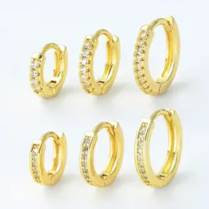 Wholesale 1 Piece Sweet Simple Style Round Plating Inlay Brass Zircon 18k Gold Plated Silver Plated Earrings