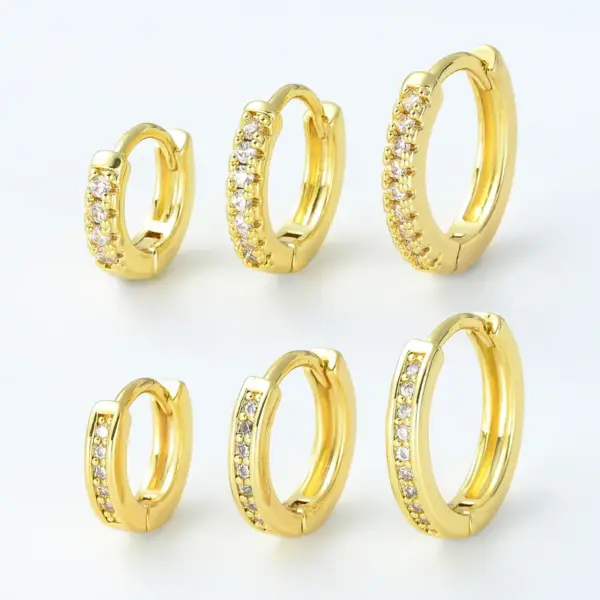 Wholesale 1 Piece Sweet Simple Style Round Plating Inlay Brass Zircon 18k Gold Plated Silver Plated Earrings