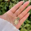 Wholesale Jewelry Retro Classic Style Cross Virgin Mary Copper Zircon 18K Gold Plated Pendant Necklace Ball Chain