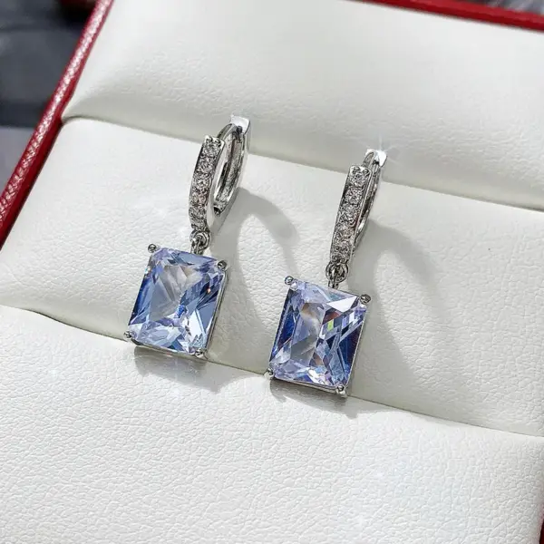 Wholesale Fashion Square Copper Inlay Zircon Drop Earrings 1 Pair