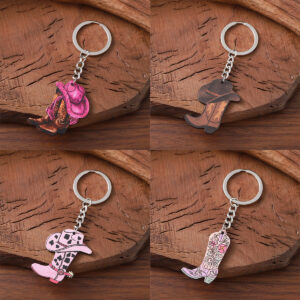 Wholesale Western ethnic style cowboy hat and boot charm keychain