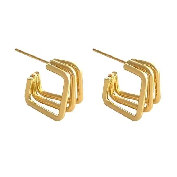 Vacuum Plating Real Gold Plated 18K Gold Gold Plating Silver Plated Geometric 304 Stainless Steel Simple Style Waterproof Non Tarnish Earrings