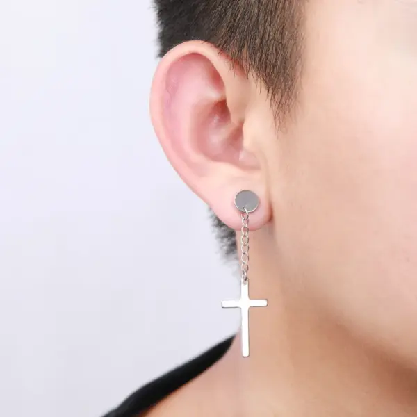 Wholesale Fashion Cross Stainless Steel Drop Earrings Plating Stainless Steel Earrings 1 Piece