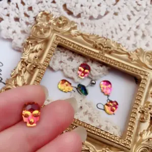 Multi-Color Colorful Skull Twist Ball Ear Bone Stud Single