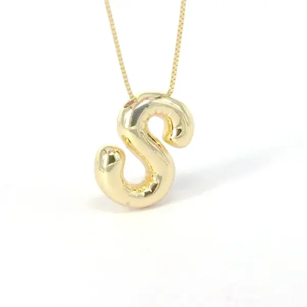 Wholesale Simple Style Classic Style Letter Copper 18k Gold Plated Pendant Necklace In Bulk