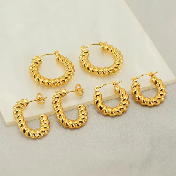 Wholesale 1 Pair Elegant Water Droplets Polishing Gold Plated Stainless Steel Titanium Steel 18K Gold Plated Earrings