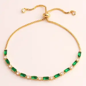 Green Stretch Bracelet / 18K