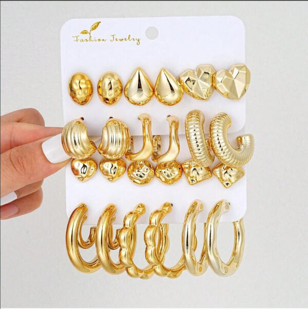 Wholesale Europe and the United States cross-border fashion personality simple irregular CCB water drop love earrings 12 piece set card in stock