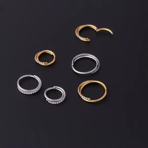 316L Stainless Steel Nose Rings & Studs Geometric Circle Waterproof Non Tarnish Surgical Steel