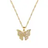 Wholesale Sweet Butterfly Titanium Steel Copper Inlay Zircon Earrings Necklace