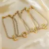 Wholesale 304 Stainless Steel Copper K Gold Plated Simple Style Classic Style Plating Inlay Letter Zircon Bracelets