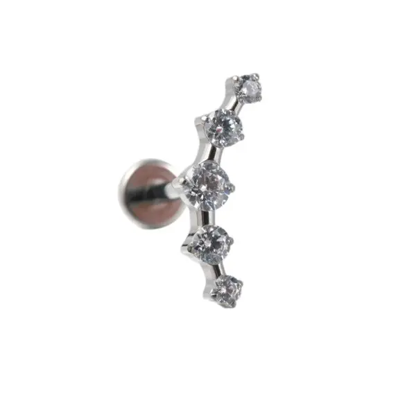 1 Piece Lip Rings Hip-Hop Arc Flower G23 Titanium Alloy Zircon Inlay Zircon 18K Gold Plated Lip Rings Ear Cartilage Rings & Studs