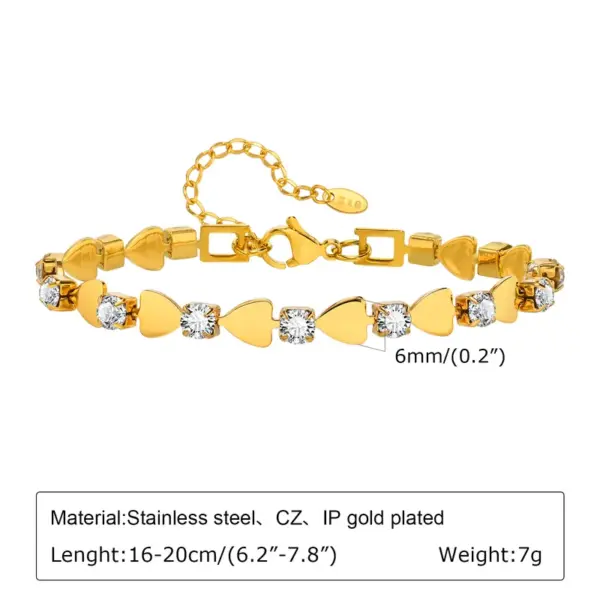 Wholesale Ion Plating (IP) Real Gold Plated 18K Cross Square Heart Shape 201 Stainless Steel IG Style Waterproof Non Tarnish Bracelets