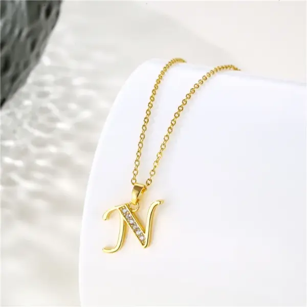 Water Plating Vacuum Real Gold Plated 18K Letter 304 Stainless Steel Titanium Fashion Waterproof Non Tarnish 201 Pendant Necklace