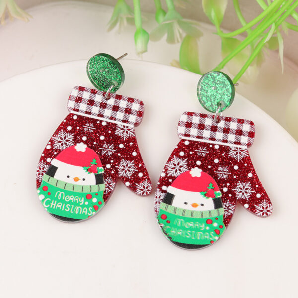 Wholesale Christmas Series Elk Gloves Acrylic Earrings