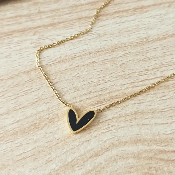 oly-0bfa599b7e9ea8189139101d6b716ca4 Wholesale PVD Coated Real Gold Plated 18K Gold Heart Shape 304 Stainless Steel Simple Style Waterproof Non Tarnish 304 Stainless Steel Pendant Necklace