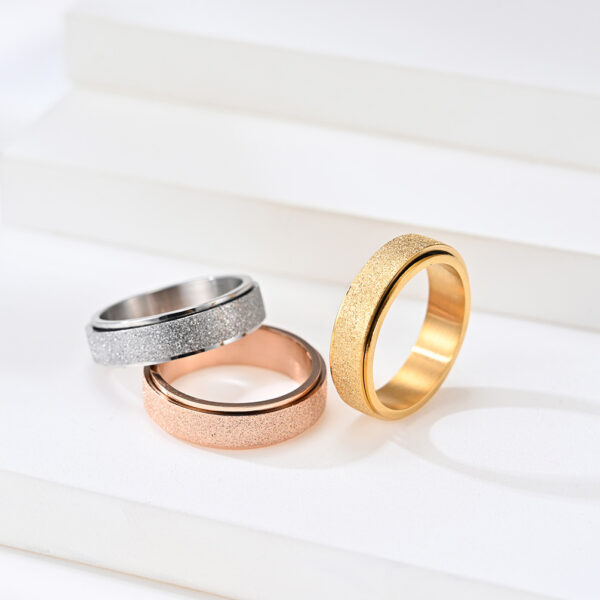 oly-0bfdf836e9d54bfae99e5933857697ae Wholesale e-commerce neutral simple light luxury wind frosted pearl sand rotatable titanium steel decompression ring hand jewelry fashion