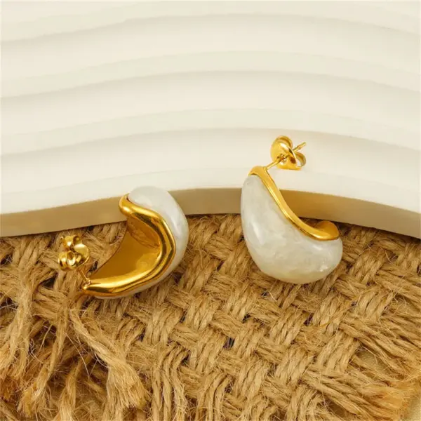PVD Coated 18K Gold Plated C Shape 304 Stainless Steel Casual Simple Style Waterproof Non Tarnish Ear Studs