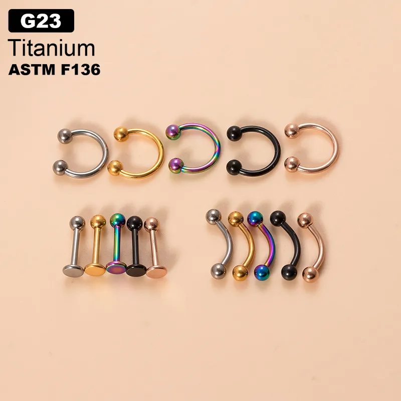Wholesale Classic Style Ball Pure Titanium Plating 18k Gold Plated Lip Stud Eyebrow Nails Ear Studs