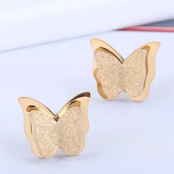 Korean Fashion Butterfly Titanium Steel Stud Earrings Wholesale Nihaojewelry