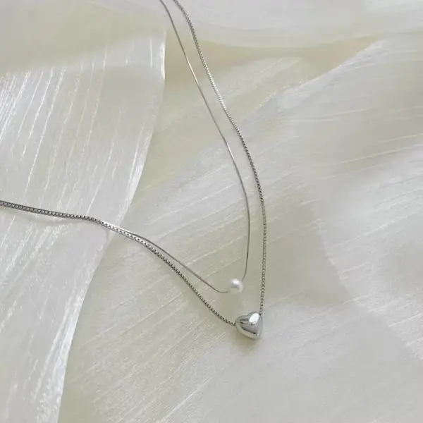 PVD Coated Real Gold Plated 16K White Plating Heart Shape 304 Stainless Steel Casual Sweet Waterproof Non Tarnish Pendant Necklace