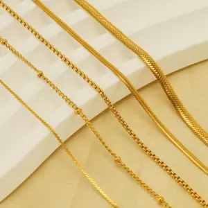 PVD Coated 18K Gold Plated Geometric Stainless Steel Basic Waterproof Non Tarnish 304 Stainless Steel Necklace