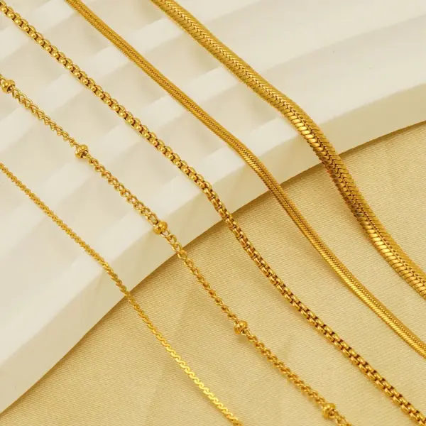 PVD Coated 18K Gold Plated Geometric Stainless Steel Basic Waterproof Non Tarnish 304 Stainless Steel Necklace