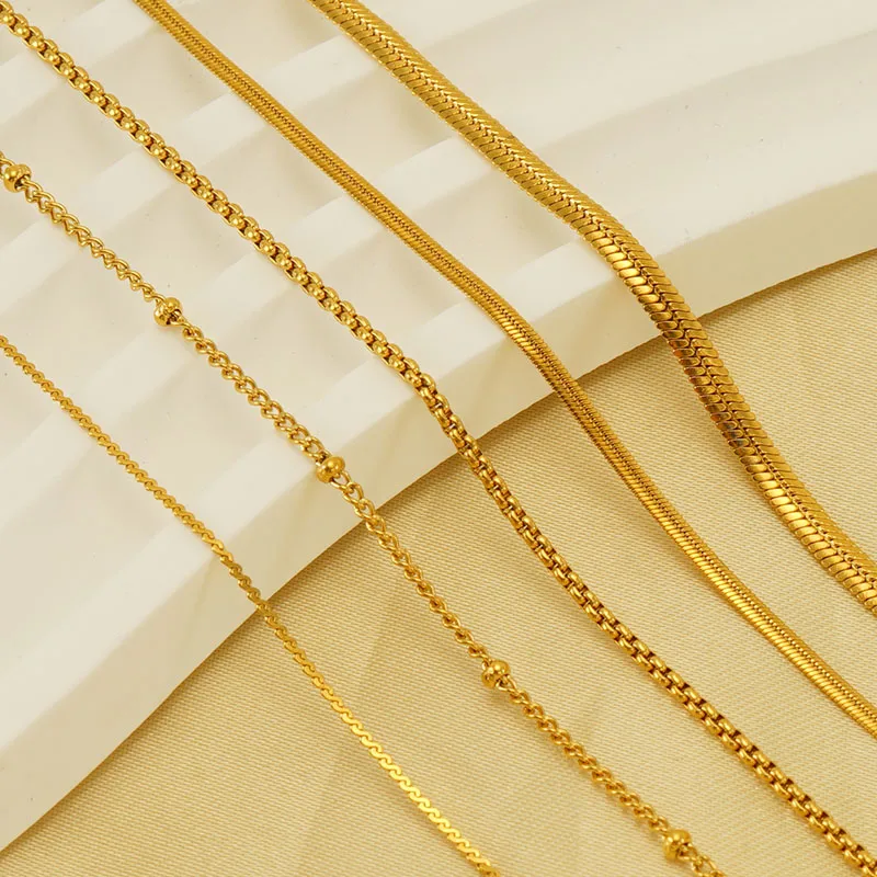Wholesale PVD Coated 18K Gold Plated Geometric Stainless Steel Basic Waterproof Non Tarnish 304 Stainless Steel Necklace