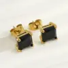 Wholesale 1 Pair Fashion Square Plating Inlay 304 Stainless Steel Zircon 18K Gold Plated Stainless Steel Earrings