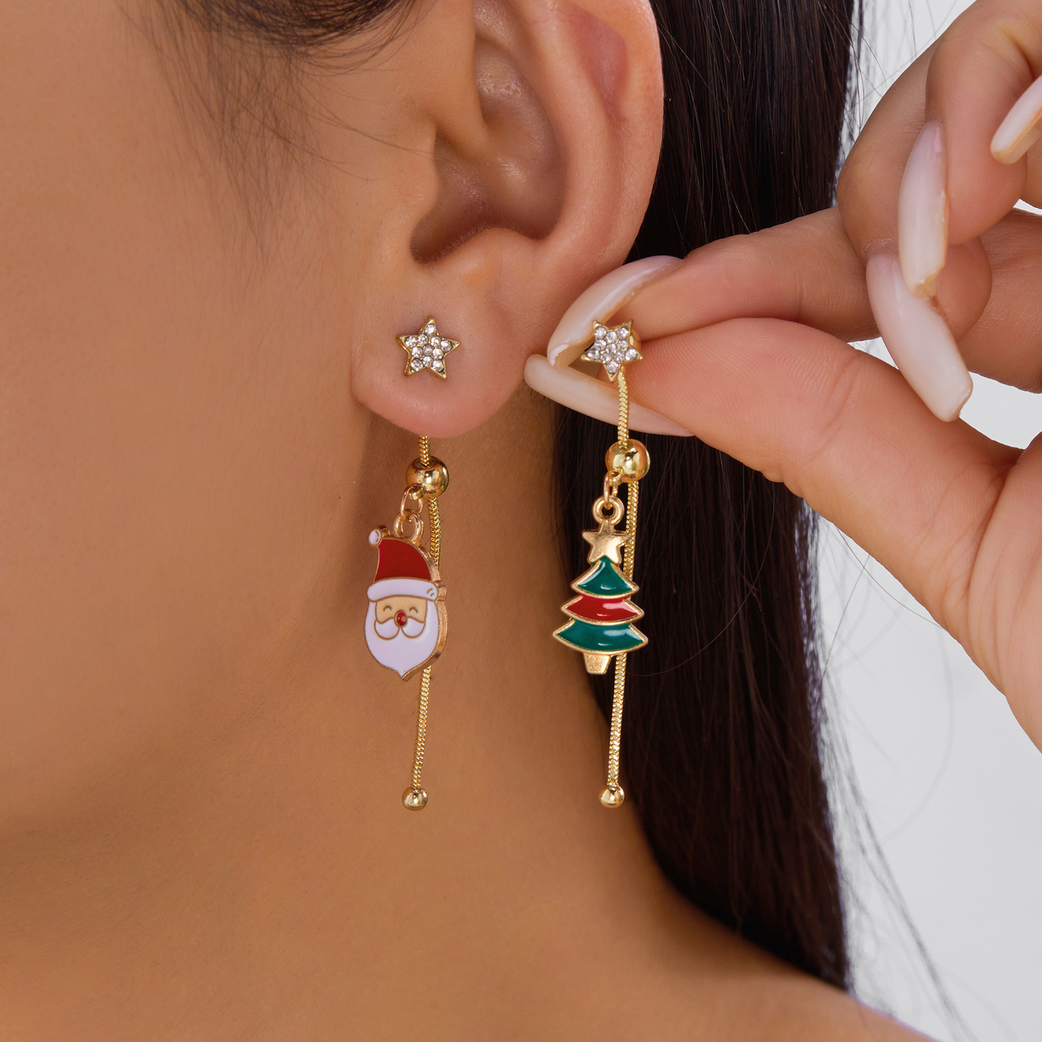 Wholesale Cartoon diamond tassel earrings