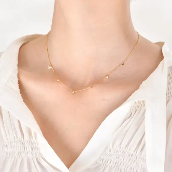 Wholesale PVD Coated Real Gold Plated Triangle Square Water Droplets 201 Stainless Steel Fairy Style Simple Style Waterproof Non Tarnish 201 Stainless Steel Necklace